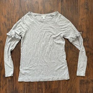 Sundance Small Grey Ruffle Long Sleeve Top